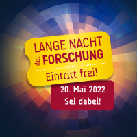 Lange Nacht der Forschung Schriftzug vor bunten Kacheln