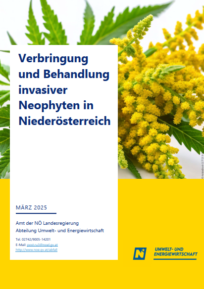 Cover der Broschüre Verbringung  und Behandlung  invasiver  Neophyten in  Niederösterreich